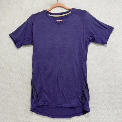 Camisa Estoica de Lana Merino para Mujer Mediana Púrpura Cuello en V Rendimiento Senderismo Aire Libre Foto 1 de 4