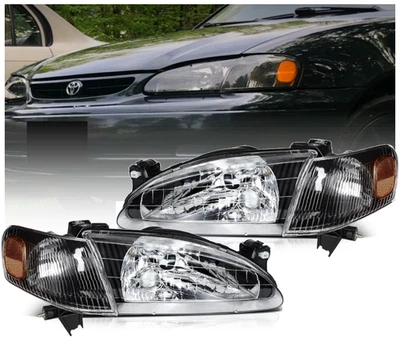 Juego de faros + luces de esquina negras izquierda + derecha para Toyota Corolla JDM 1998-2000 Foto 1 de 4