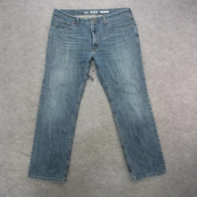 Pantalones de mezclilla Urban Pipeline para hombre 38x32 azul pierna recta desgastados 5 bolsillos Foto 1 de 4