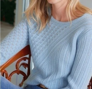 Soft Surroundings Charlotte 100% Cashmere Sweater Womens Size XL Light Blue - Picture 1 of 17