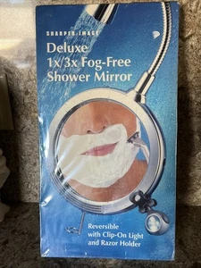 ☆NEW☆ Sharper Image 7" Deluxe Fog-Free Shower Mirror Light Razor Holder 1x/3x  - Picture 1 of 3