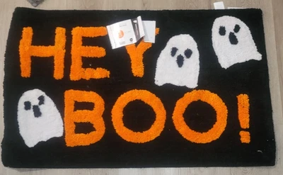 C HOME BY CARO HEY BOO GHOSTS BLACK & ORANGE BATH RUG 21" x 34" NWT - Image 1 of 2