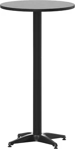 Mellie 23.25" round Aluminum Indoor-Outdoor Bar Height Table with Flip-Up Table, - Picture 1 of 9