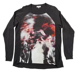 WAYNE COOPER Jumper Tight Knit Dark Grey Graphic Front Panel Size L - Imagen 1 de 13