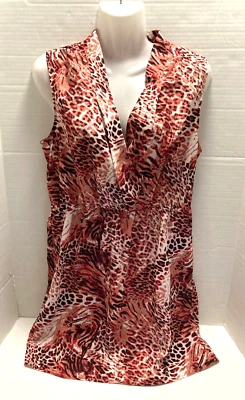 Mac+Jac Mini Sleeveless Dress Animal Print Elastic Waist Lightweight Size L - Image 1 of 4