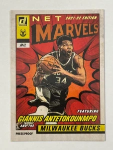 Donruss Net Marvels 2021-22 prueba de prensa lámina de oro negro #9 Giannis Antetokounmpo - Imagen 1 de 2