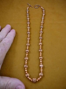 (V500-2) Glänzende Spezialität Echt Kupfer Metall Strukturiert Perlen 21" Perlenkette - Bild 1 von 4