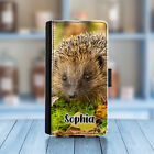 Personalised Hedgehog Phone Case For iPhone 14/13 watercolour Leather Flip Cover