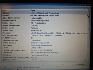 Lenovo ThinkPad T61 Intel T7300 2.0GHz 2gb RAM 128gb SSD Windows 7Pro - Picture 1 of 7