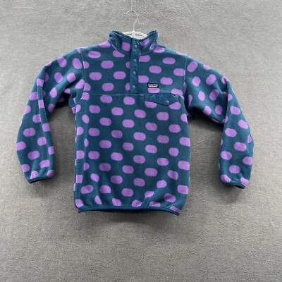 Patagonia Girls Size L (12) Purple Pokeadot Fleece Tsnap Pullover Sweater - Image 1 of 4
