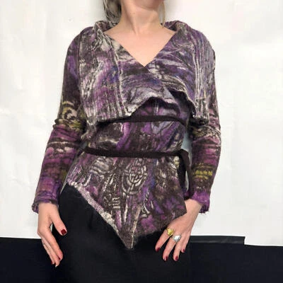 Passport lila und grün Wolle Wickel Strickjacke - Bild 1 von 4