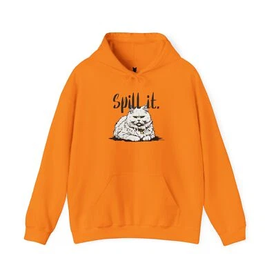 Spill It - Cat Lover's Hoodie, Cat Apparel, Gift for Cat Lovers, Unisex Hoodie - Image 1 of 2