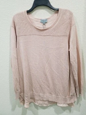 JOSEPH A Peach & Silver Glitter Long Sleeve Lined Sweater**PLUS Size 1X**NEW** - Image 1 of 2
