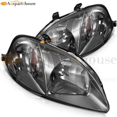 1 Pair Left Right Side Black Headlight Assembly For 1999-2000 Honda Civic — 第 1/4 张图片