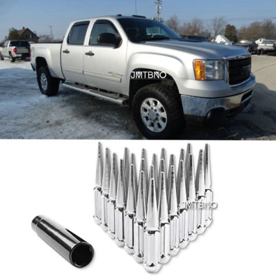 24 PIEZAS Tuercas de clavo cromadas 14M x1,5 con llave 4,4"" para GMC Sierra 1500 1999-2022 Foto 1 de 4