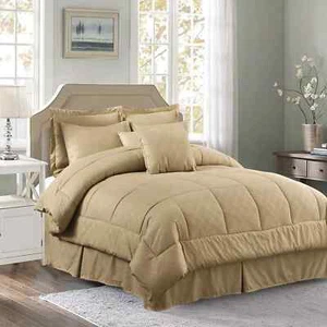 Juego de edredón 10 piezas cama en bolsa reversible ropa de cama edredón Queen Cal King - Imagen 1 de 15