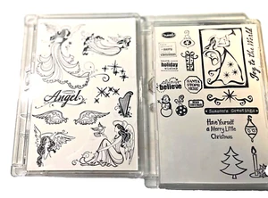 Lot of 27 Angels Christmas Clear Acrylic Cling Stamps Wings Harp Stars Greetings - Picture 1 of 2