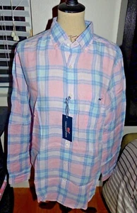 VINEYARD VINES Men's Classic Tucker Shirt Linen Russell Hill Plaid  Size MD  NWT - Picture 1 of 6