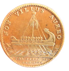 FRANCE-AMERICANA-1755-FRENCH AMERICAN COLONY- COPPER JETON -RARE - Picture 1 of 2
