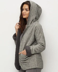 PJ Salvage Cozy Soft Two Tone Plush Sherpa Cardigan Size Large Charcoal Gray NEW - Picture 1 of 11