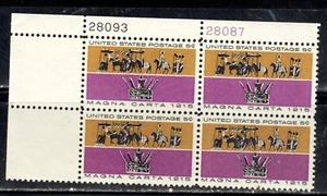 #1265 1965 5-cent Magna Carta block of 4 with plate# MNH - Picture 1 of 1