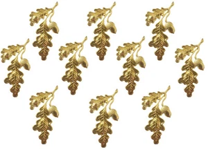 10 pcs Gold Tone Metal Oak Leaf Stampings Leaves & Acorn Jewelry Charms Accents - Picture 1 of 5