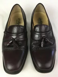 VITO RUFOLO Men's Burgundy Leather Dress Shoes Size 10M Tassel Loafers Italy - Picture 1 of 11