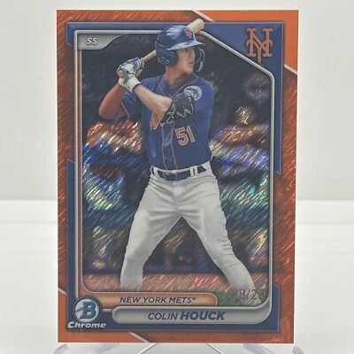 2024  Bowman Chrome Colin Houck Orange Shimmer /25 SP Mets - Image 1 of 4