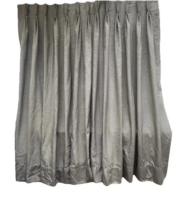 Silver Grey Curtain 1 Peice Pleated Lined Handmade Used Condition - Image 1 of 4