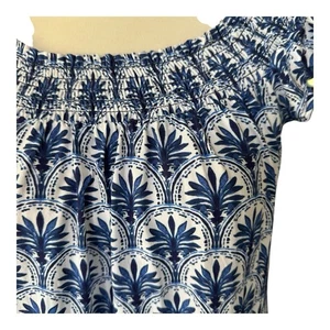 Vestido spa Tommy Bahama azul floral con volantes y hombros descubiertos para mujer M - Imagen 1 de 10