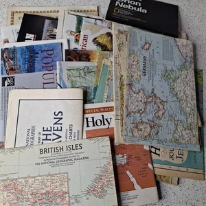Lot 40 Plus Vintage National Geographic World US Maps & Inserts Others - Picture 1 of 4