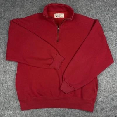 Винтажный LL Bean Russell Athletic мужской 1/4 молнии толстовка XL красный открытый поход - Изображение 1 из 4