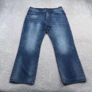 Express Jeans Mens 34x30 Blue Blake Loose Fit Bootcut Whiskering Denim - Picture 1 of 12