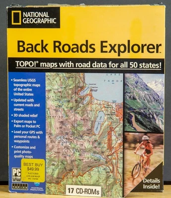 National Geographic Back Roads Explorer Topo mapas de los 50 estados conjunto de 17 CD. Foto 1 de 3
