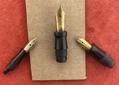 3 Gold Fountain Pen 14K Nibs ~ Exc~ Waterman, Diamond Medal, Parker ~ + Sections - Image 1 of 4