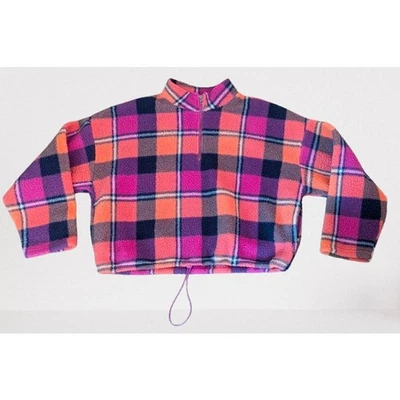 American Eagle Outfitter AE | Jaqueta de lã cropped | Xadrez com zíper de quarto | GG - Imagem 1 de 4