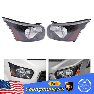 Pair Black Front Headlights Left+Right Side For 2015-2022 Ford Transit 150-350HD - Image 1 of 4