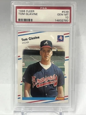 1988 Fleer #539 Tom Glavine Rookie Card PSA 10 - Image 1 of 3