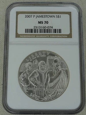 2007-P Jamestown Silver Dollar NGC MS 70 US Mint $1 Coin Commemorative - Image 1 of 2