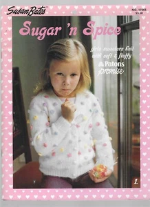 Libro de patrones de tejido Susan Bates Sugar 'N Spice #17665 suéteres para niñas de colección - Imagen 1 de 2