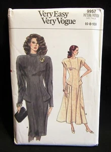 Vintage Vogue Pattern 1987 UNCUT Straight or Flared Dress # 9957 Size 6-8-10  - Picture 1 of 3