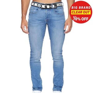 Crosshatch Barbeck Mens Classic Fashion Casual Slim Fit Jeans Light Wash - Picture 1 of 3