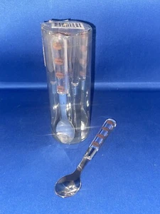 6 X RETRO PLASTIC RESIN STAINLESS STEEL COFFEE BEAN COFFEE TEA SPOONS - Picture 1 of 7