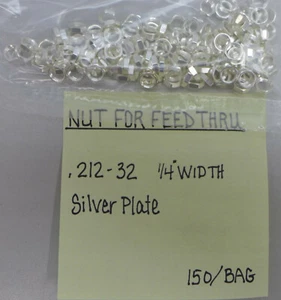(150) Mutter für Feed Thru .212-32 1/4" Breite versilbert - Bild 1 von 2