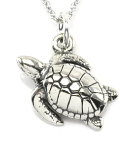 Sterling Silver Turtle Charm Pendant Necklace-925 Sterling Silver #C114 - Picture 1 of 6
