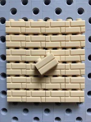 Lego 1x2 Tan Bricks Modified w/ Masonry Profile Wall 25pc Decor - Image 1 of 2