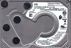 WD WD30NMRW-11YL9S4 sn: WXL1E Malaysia MAY 2019 3TB USB 3.0 2.5" HDD B17-09 - Picture 1 of 2