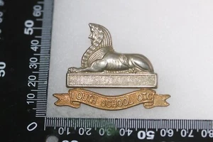 BRITISH ARMY CAP BADGE LINCOLNSHIRE REGIMENT LOUTH SCHOOL OTC BI METAL - Picture 1 of 2