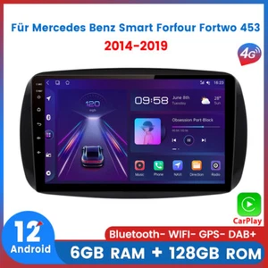 6+128GB Für Mercedes Benz Smart Forfour Fortwo 453 GPS Navi Autoradio Carplay BT - Bild 1 von 12