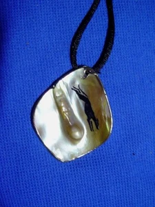 Whippet Greyhound Blister Shell necklace OOAK by Cindy A. Conter #10 Dog Jewelry - Picture 1 of 1